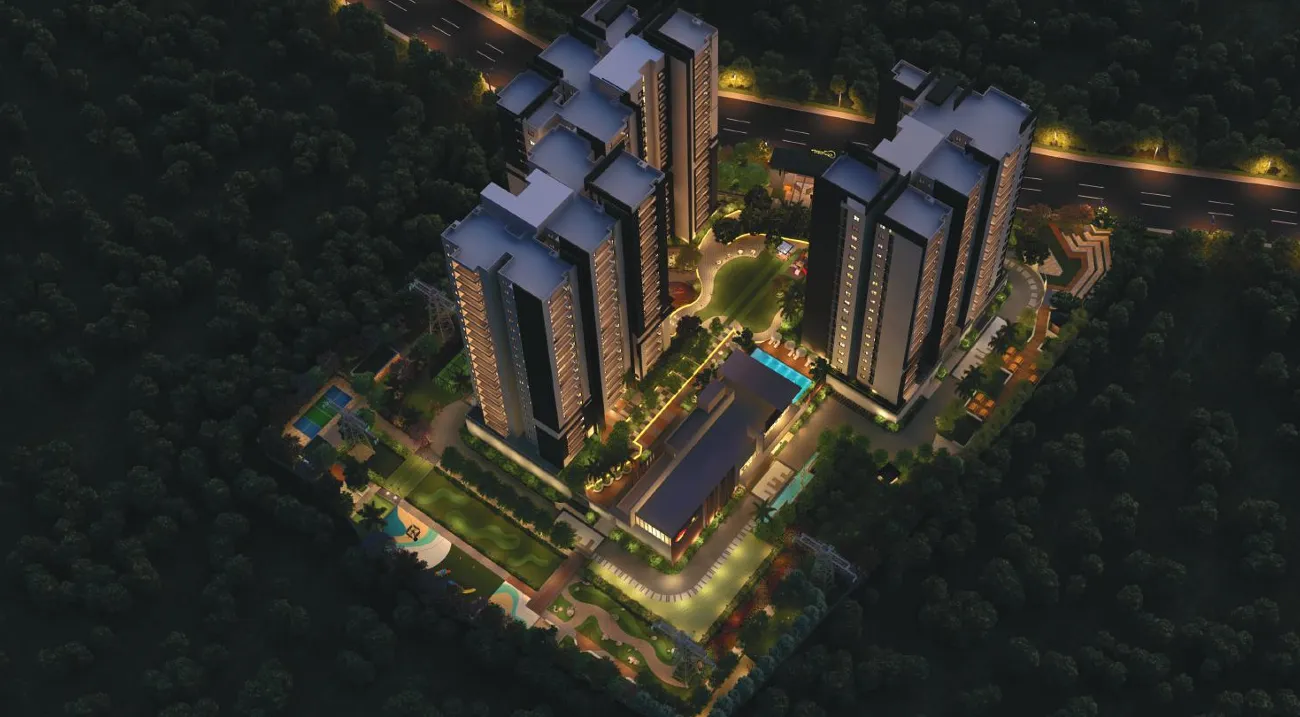 Courtyard by Vedant Suraksha Night Elevation View